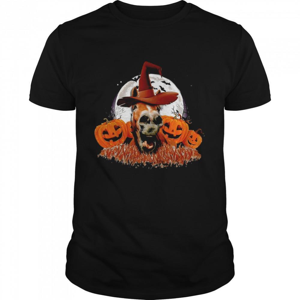 Horse Pumpkin Witch Halloween Tshirt